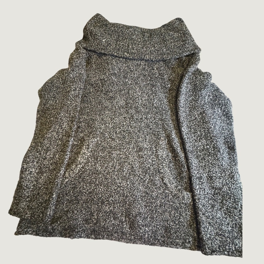 Jones New York Signature Cowl Neck Boucle Sweater Black White Marled Pullover M - Picture 1 of 7